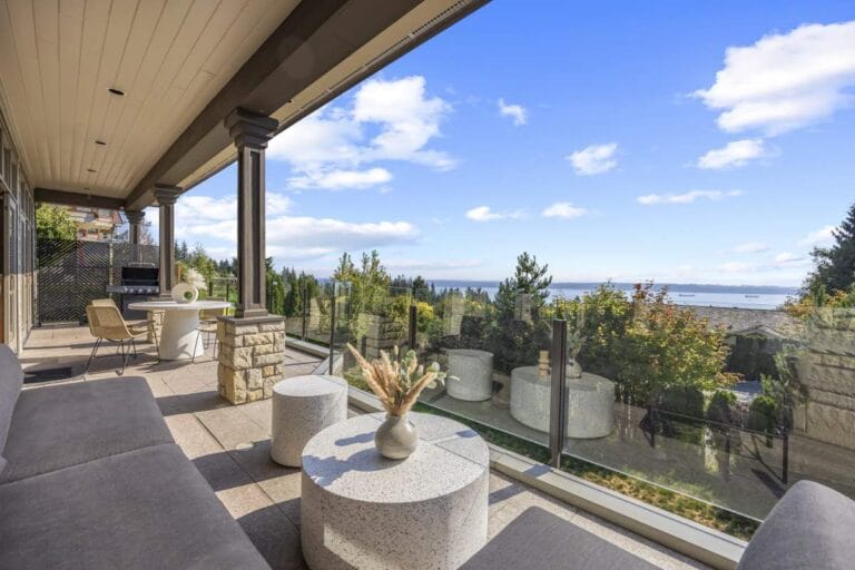 Covered ocean view terrace at a Luvilla managed home on the North Shore